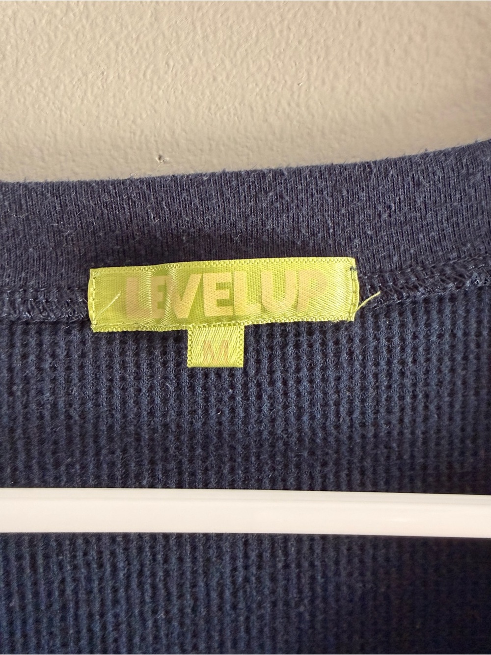V-Neck Ribbed Long-Sleeve Top - Navy Blue - Picture 3 of 3